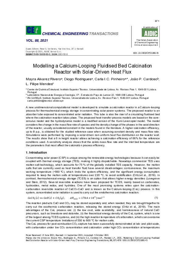 (PDF) Modelling a Calcium-Looping Fluidised Bed Calcination Reactor ...