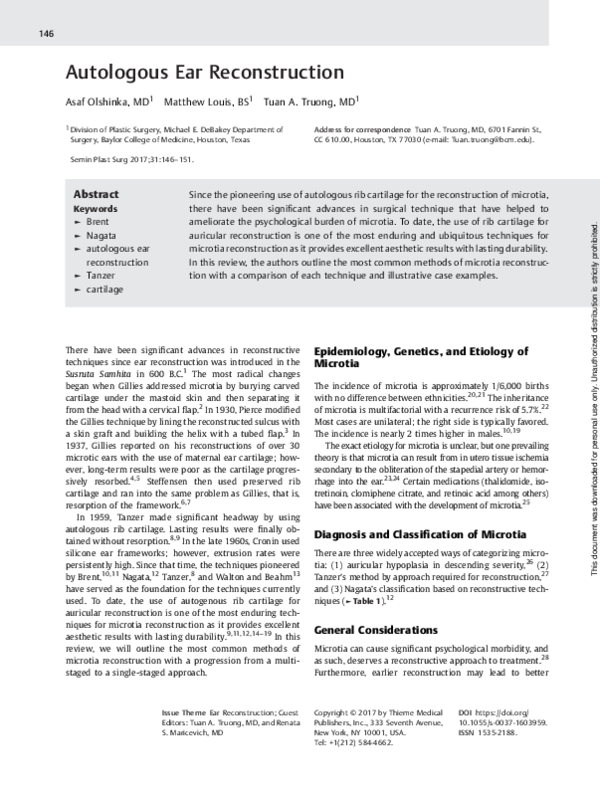 (PDF) Autologous Ear Reconstruction