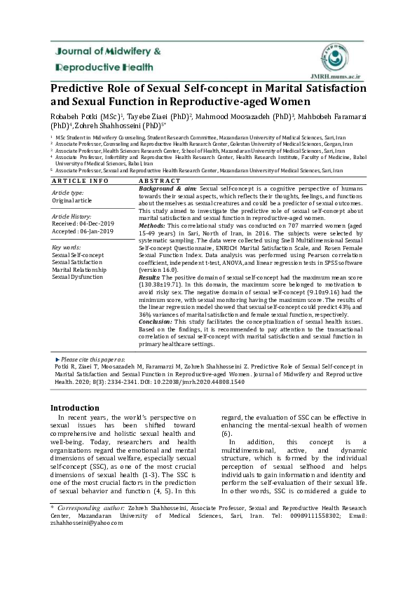 (PDF) Predictive Role of Sexual Self-concept in Marital Satisfaction ...
