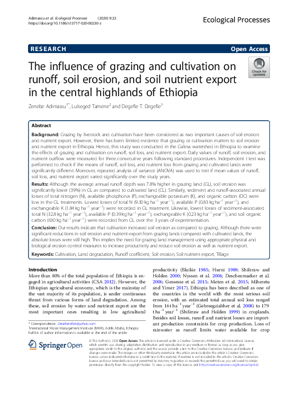 (PDF) The influence of grazing and cultivation on runoff, soil erosion ...