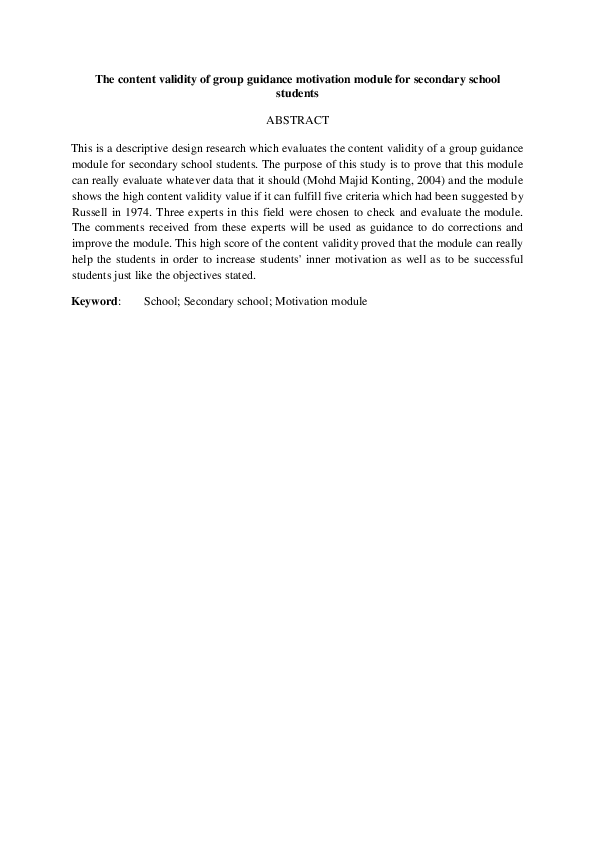 (PDF) The content validity of group guidance motivation module for ...