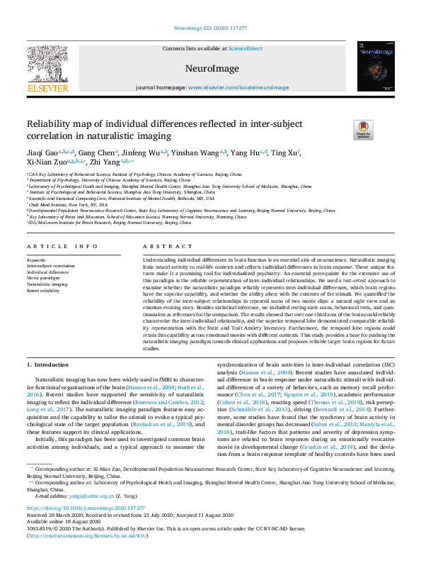 (PDF) Reliability map of individual differences reflected in inter ...