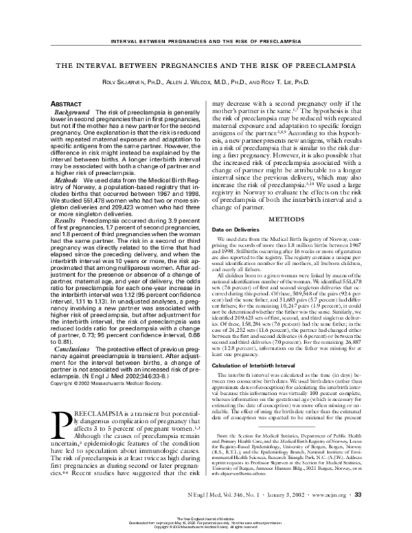 (PDF) The Interval between Pregnancies and the Risk of Preeclampsia