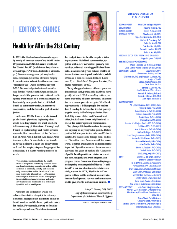 (PDF) Health for All in the 21st Century