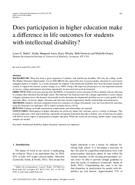 (PDF) Does participation in higher education make a difference in life ...