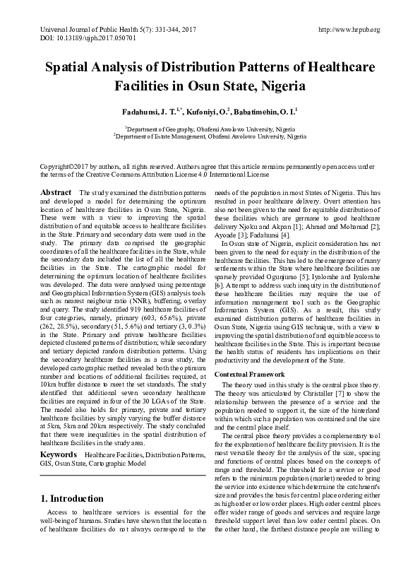 (PDF) Spatial Analysis of Distribution Patterns of Healthcare ...