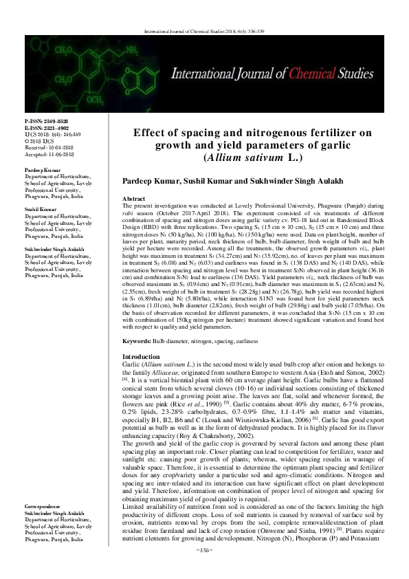 (PDF) Effect of spacing and nitrogenous fertilizer on growth and yield ...