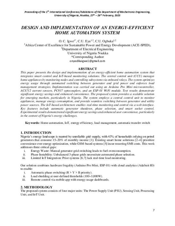 (PDF) DESIGN AND IMPLEMENTATION OF AN ENERGY-EFFICIENT HOME AUTOMATION ...