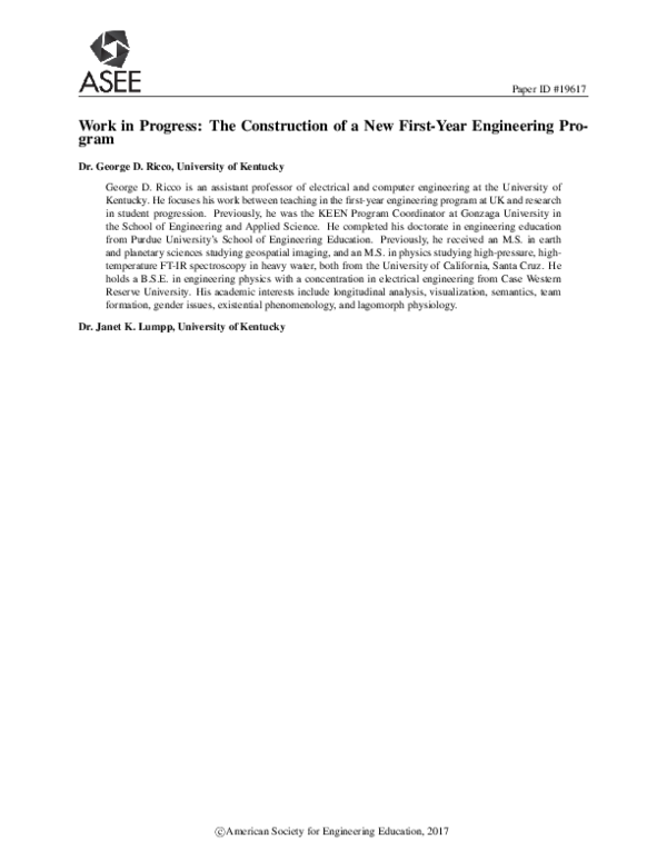 (PDF) Work in Progress: The Construction of a New First-Year ...