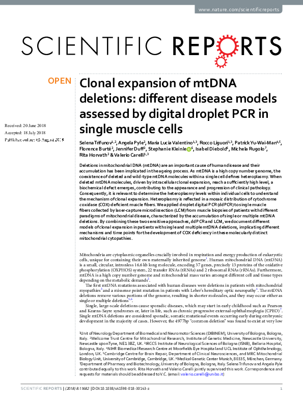 (PDF) Clonal expansion of mtDNA deletions: different disease models ...