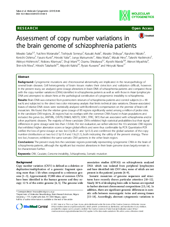 (PDF) Assessment of copy number variations in the brain genome of ...