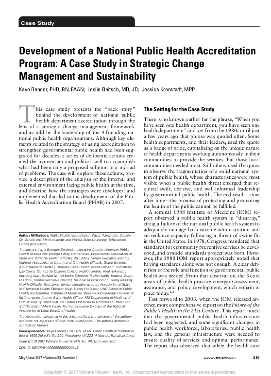 (PDF) Development of a National Public Health Accreditation Program