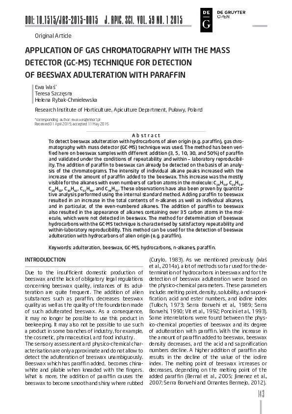 (PDF) Application of Gas Chromatography with the Mass Detector (GC-MS ...