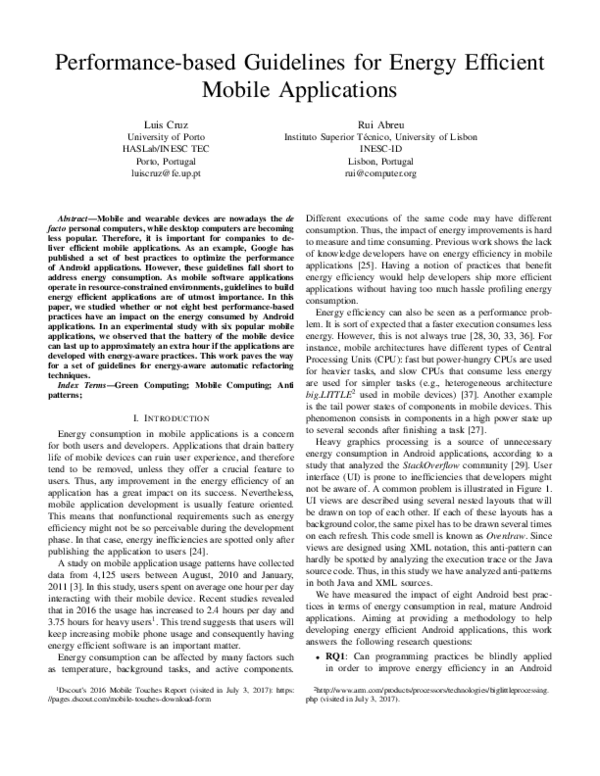 (PDF) Performance-Based Guidelines for Energy Efficient Mobile Applications