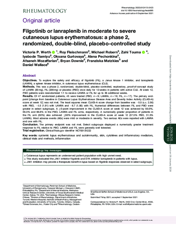 (PDF) Filgotinib or lanraplenib in moderate to severe cutaneous lupus ...