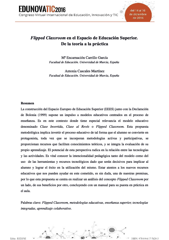 (PDF) Flipped classroom en el espacio de educación superior. de la ...