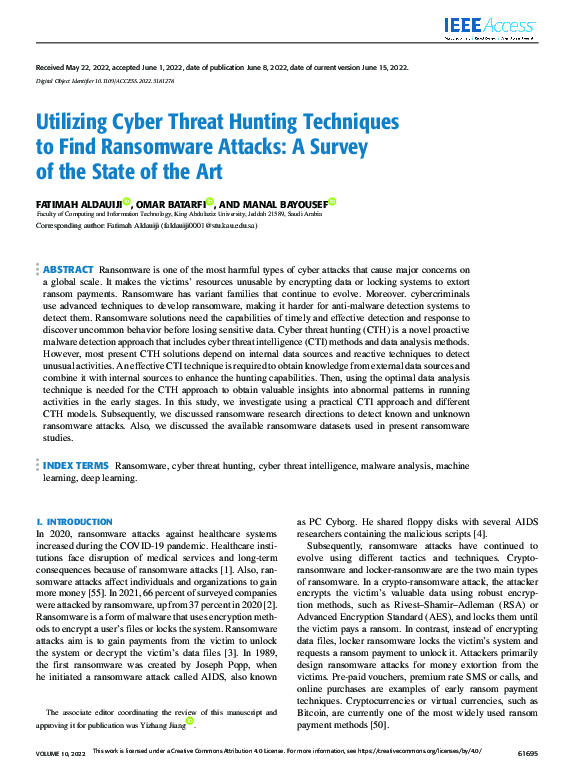 (PDF) Utilizing Cyber Threat Hunting Techniques to Find Ransomware ...
