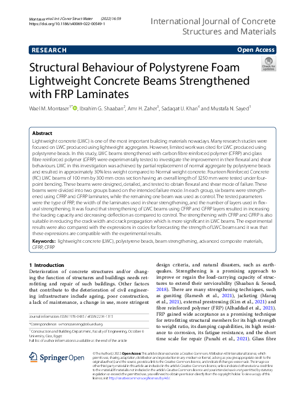 (PDF) Structural Behaviour of Polystyrene Foam Lightweight Concrete ...