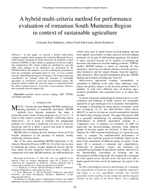 (PDF) A hybrid multi-criteria method for performance evaluation of ...