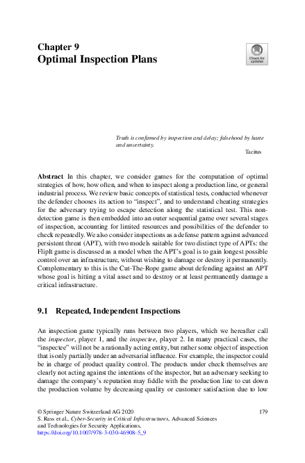 (PDF) Optimal Inspection Plans