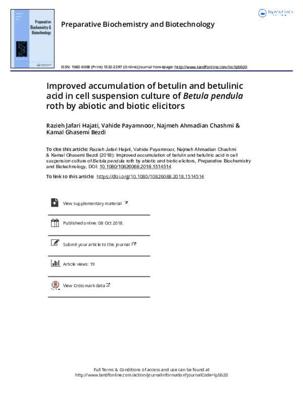 (PDF) Improved accumulation of betulin and betulinic acid in cell ...