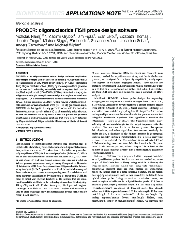 (PDF) PROBER: oligonucleotide FISH probe design software