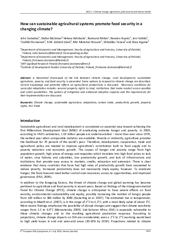 (PDF) How Can Sustainable Agricultural Systems Promote Food Security In ...