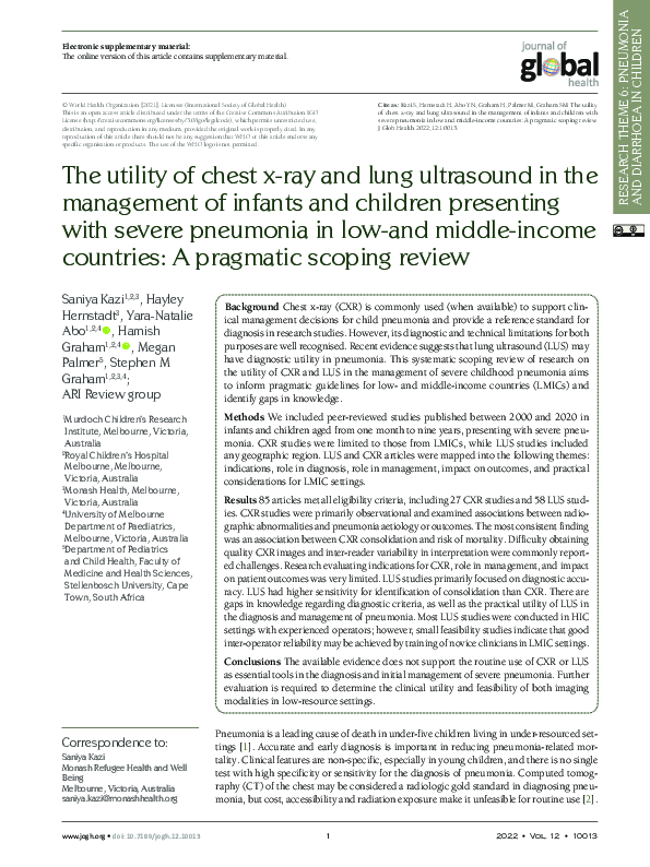 (PDF) The utility of chest x-ray and lung ultrasound in the management ...