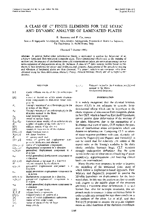 (PDF) A class of C0 finite elements for the static and dynamic analysis ...