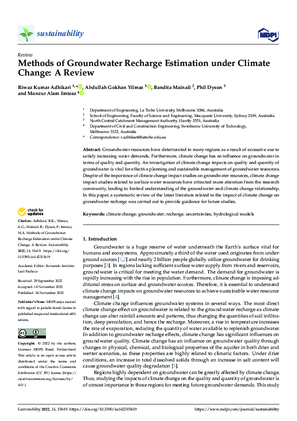 (PDF) Methods of Groundwater Recharge Estimation under Climate Change ...