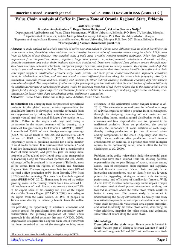 (PDF) Value Chain Analysis of Coffee in Jimma Zone of Oromia Regional ...