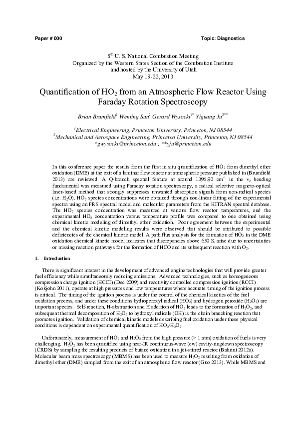 (PDF) Quantification of HO 2 from an Atmospheric Flow Reactor Using ...
