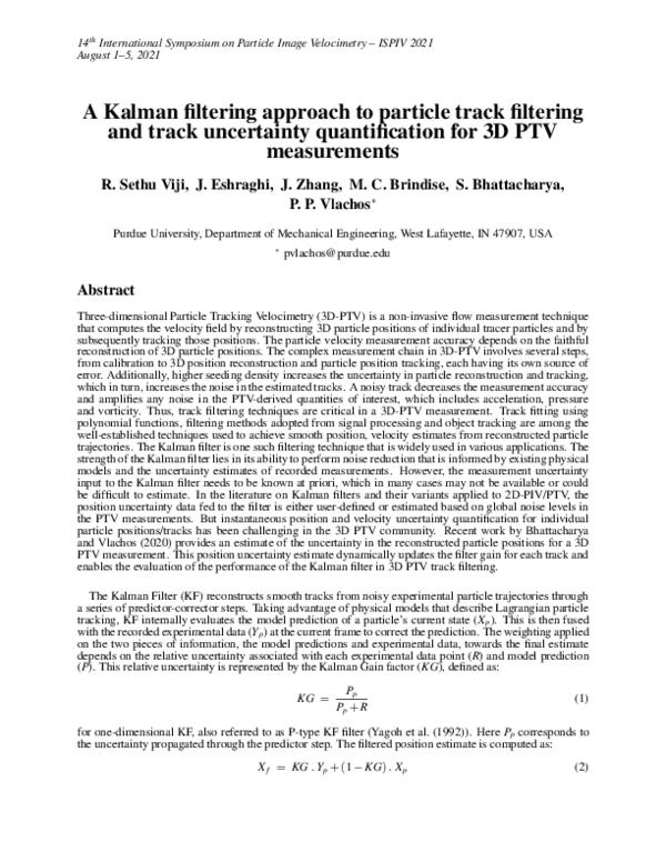 (PDF) Kalman filtering approach to particle track filtering and track ...