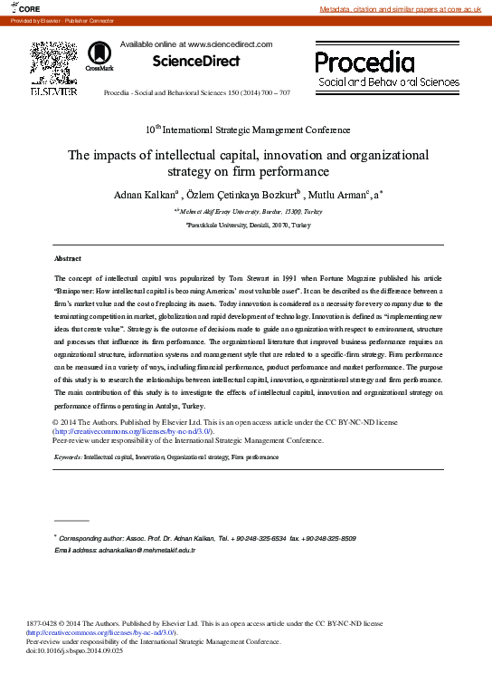 (PDF) The Impacts of Intellectual Capital, Innovation and ...