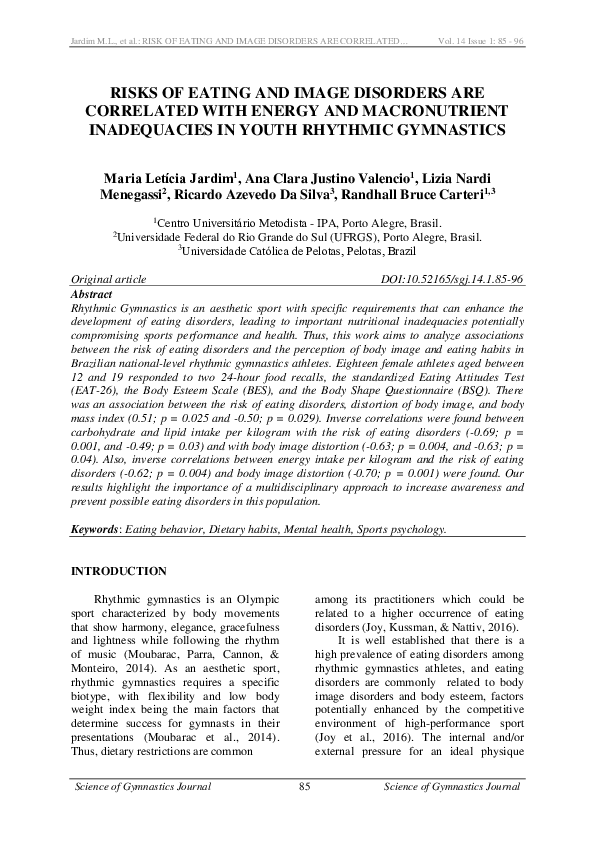 (PDF) Risks of Eating and Image Disorders Are Correlated with Energy ...