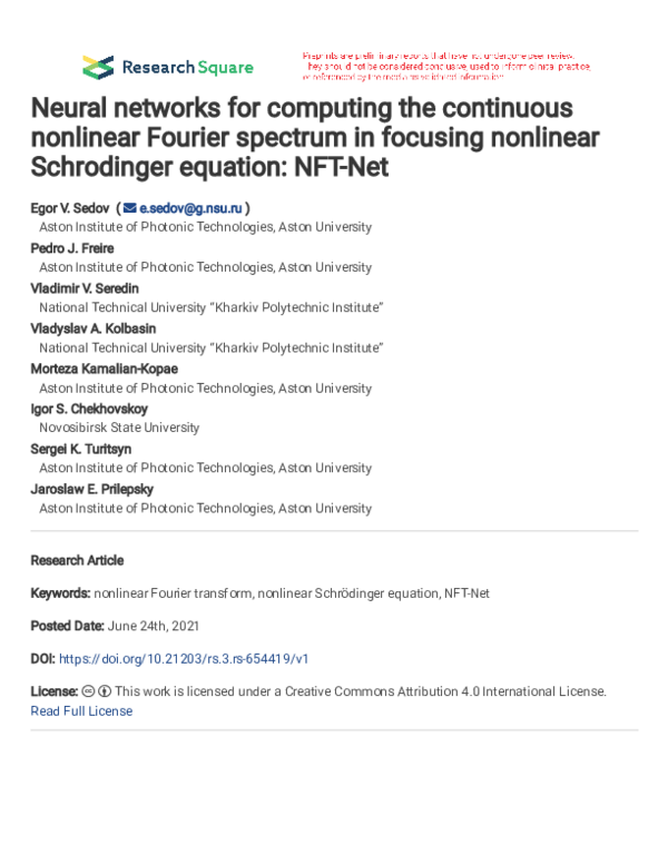 (PDF) Neural networks for computing the continuous nonlinear Fourier ...