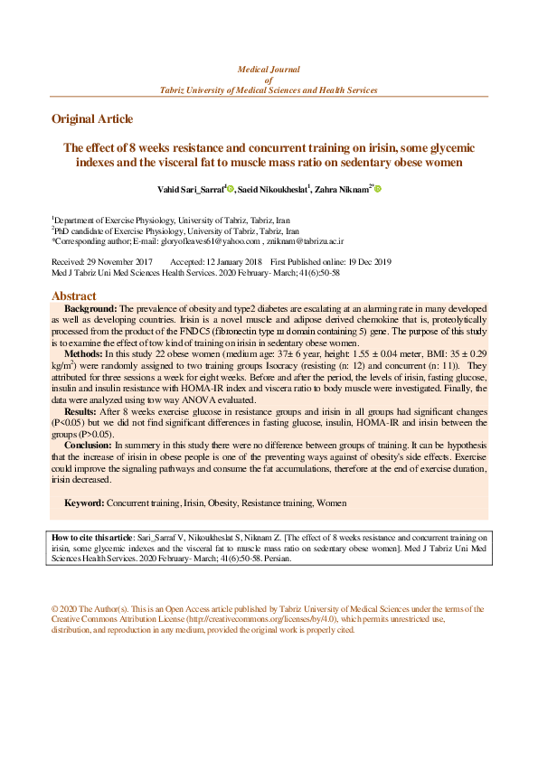(PDF) The effect of 8 weeks resistance and concurrent training on ...