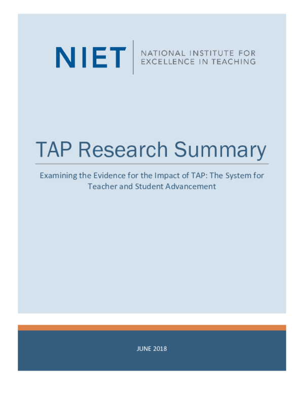 (PDF) TAP Research Summary: Examining the Evidence for the Impact of ...