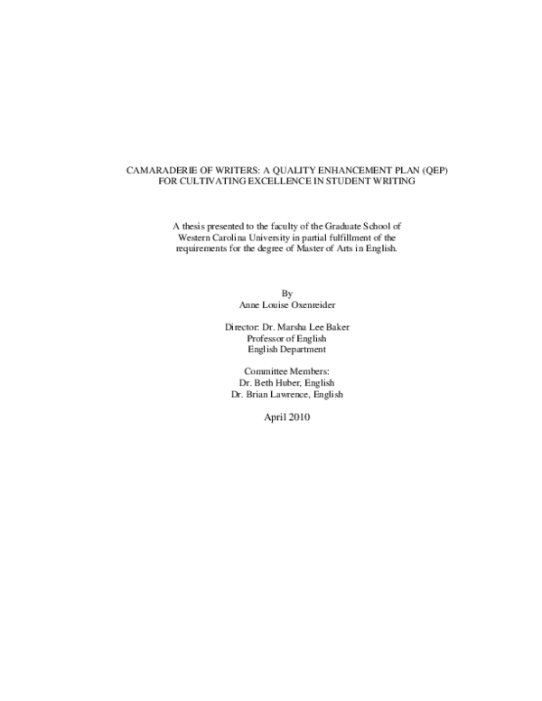 (PDF) Camaraderie of writers: a quality enhancement plan (QEP) for ...