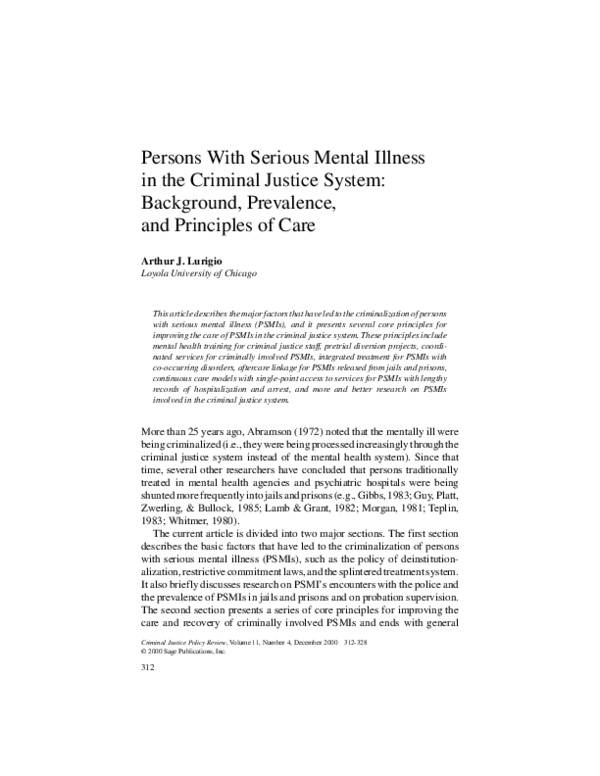 (PDF) Persons with Serious Mental Illness in the Criminal Justice ...