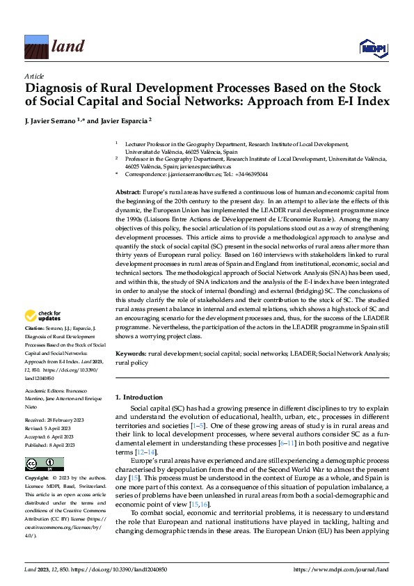 (PDF) Diagnosis of Rural Development Processes Based on the Stock of ...
