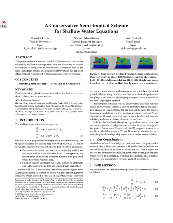 (PDF) A Conservative Semi-Implicit Scheme for Shallow Water Equations
