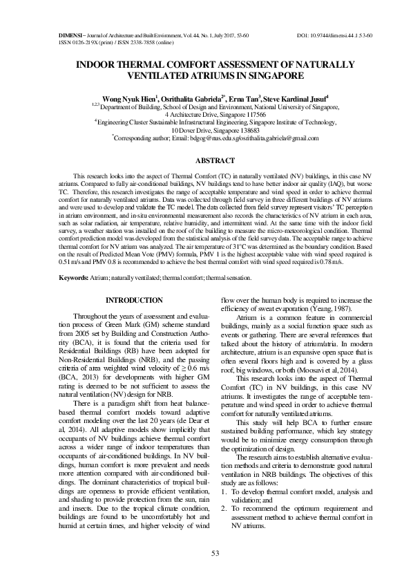 (PDF) Indoor Thermal Comfort Assessment of Naturally Ventilated Atriums ...