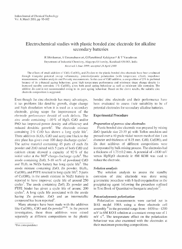 (PDF) Electrochemical studies with plastic bonded zinc electrode for ...