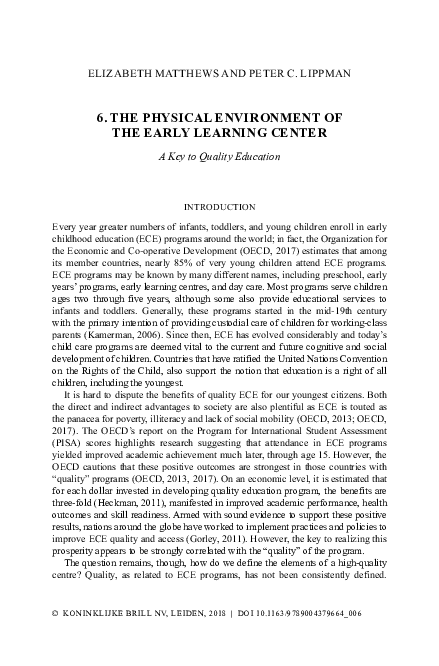(PDF) The Physical Environment of the Early Learning Center