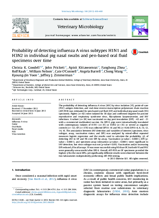 (PDF) Probability of detecting influenza A virus subtypes H1N1 and H3N2 ...