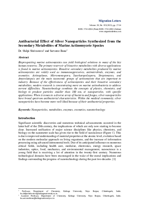 (PDF) Antibacterial Effect of Silver Nanoparticles Synthesized from the ...