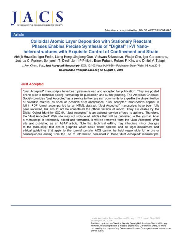 (PDF) Colloidal Atomic Layer Deposition with Stationary Reactant Phases ...