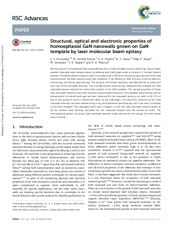 (PDF) Structural, optical and electronic properties of homoepitaxial ...