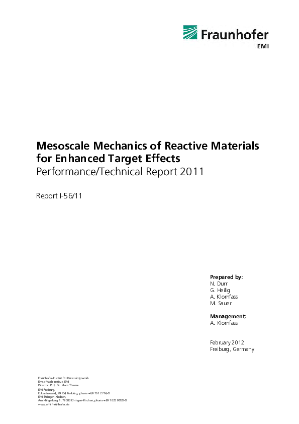 (PDF) Mesoscale Mechanics of Reactive Materials for Enhanced Target Effects